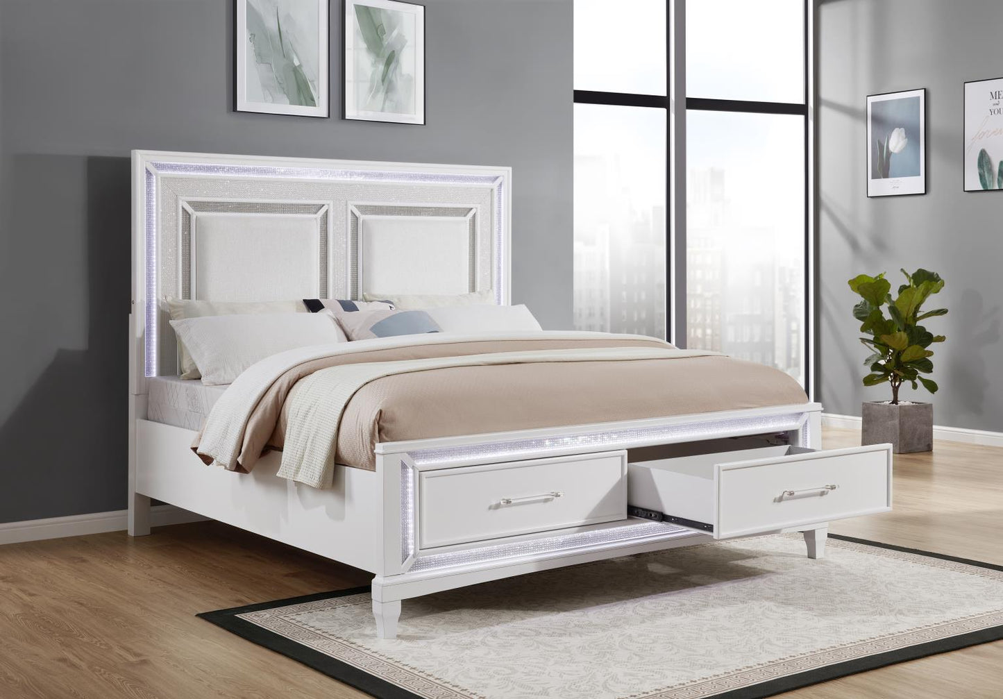 B045-QDMCN QUEEN BED FRAME - DRESSER - MIRROR - CHEST - NIGHTSTAND