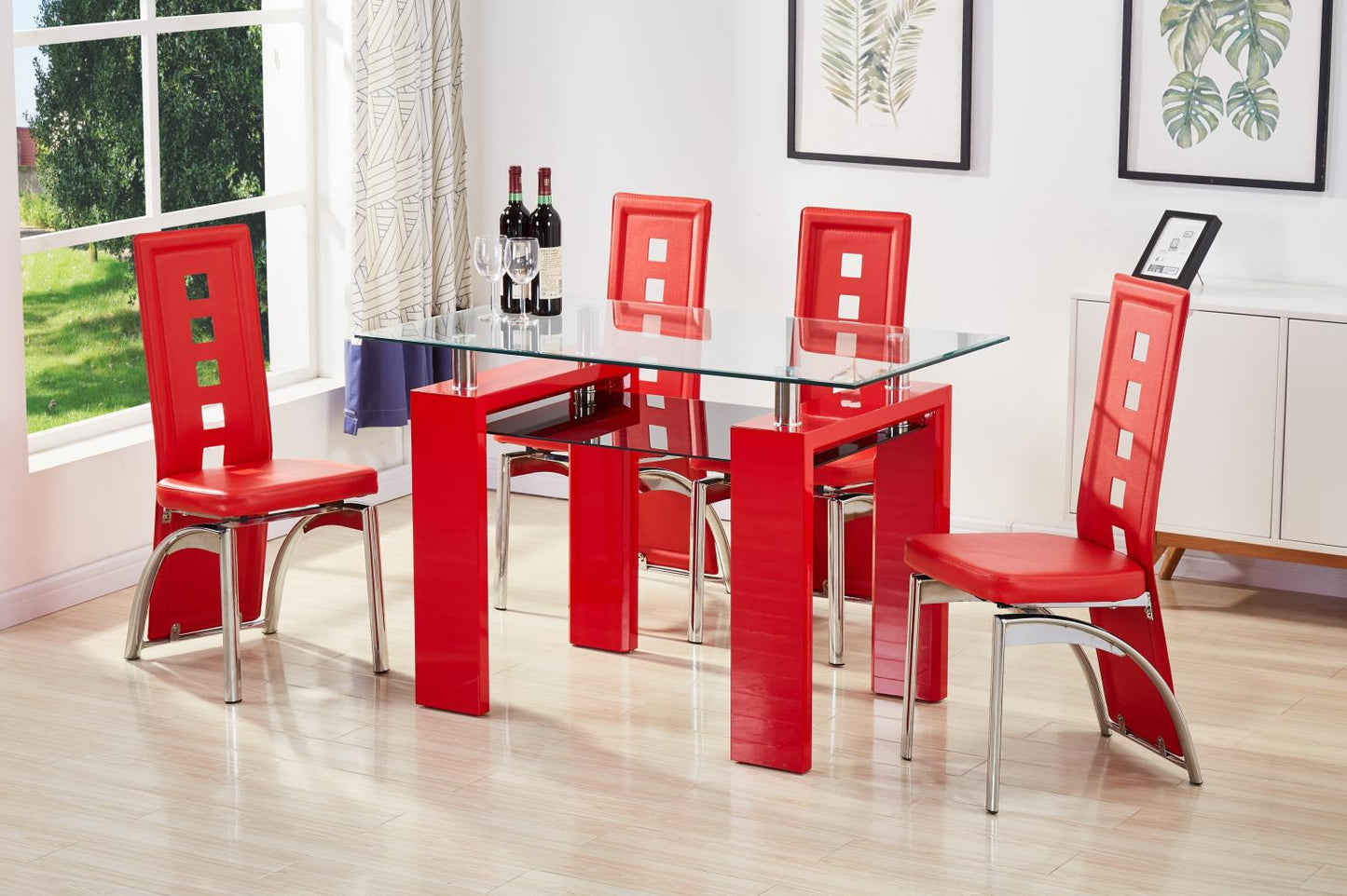 D311-5 PC DINING TABLE & 4 SIDE CHAIRS