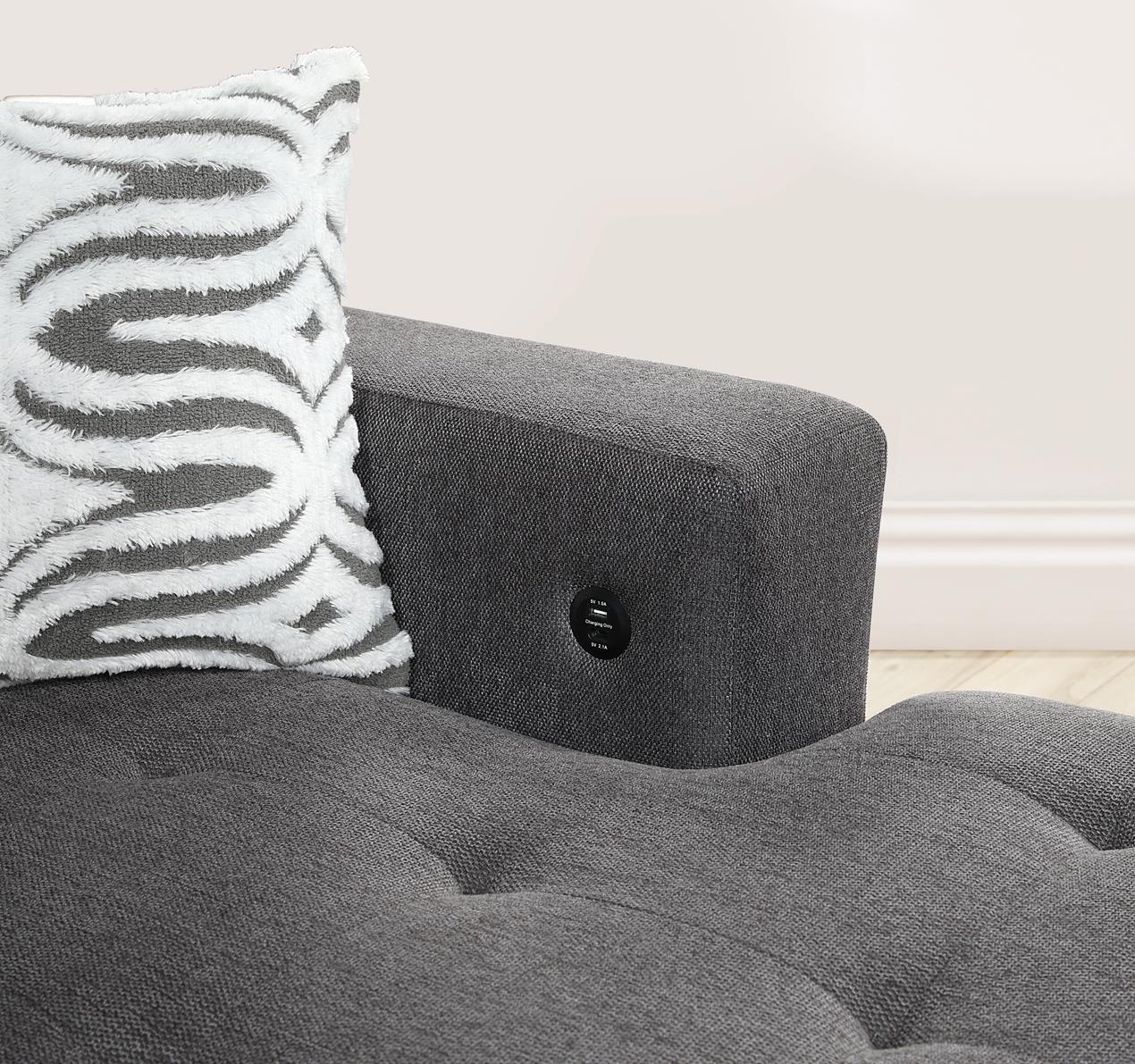 U275 GRAY 3 PC SECTIONAL W/USB & OTTOMAN