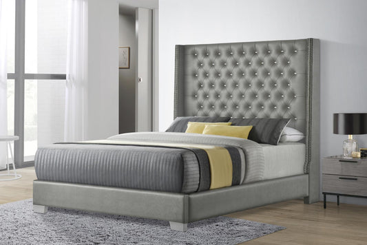 B578-Q	GRAY, BLACK OR WHITE LEATHER QUEEN BED