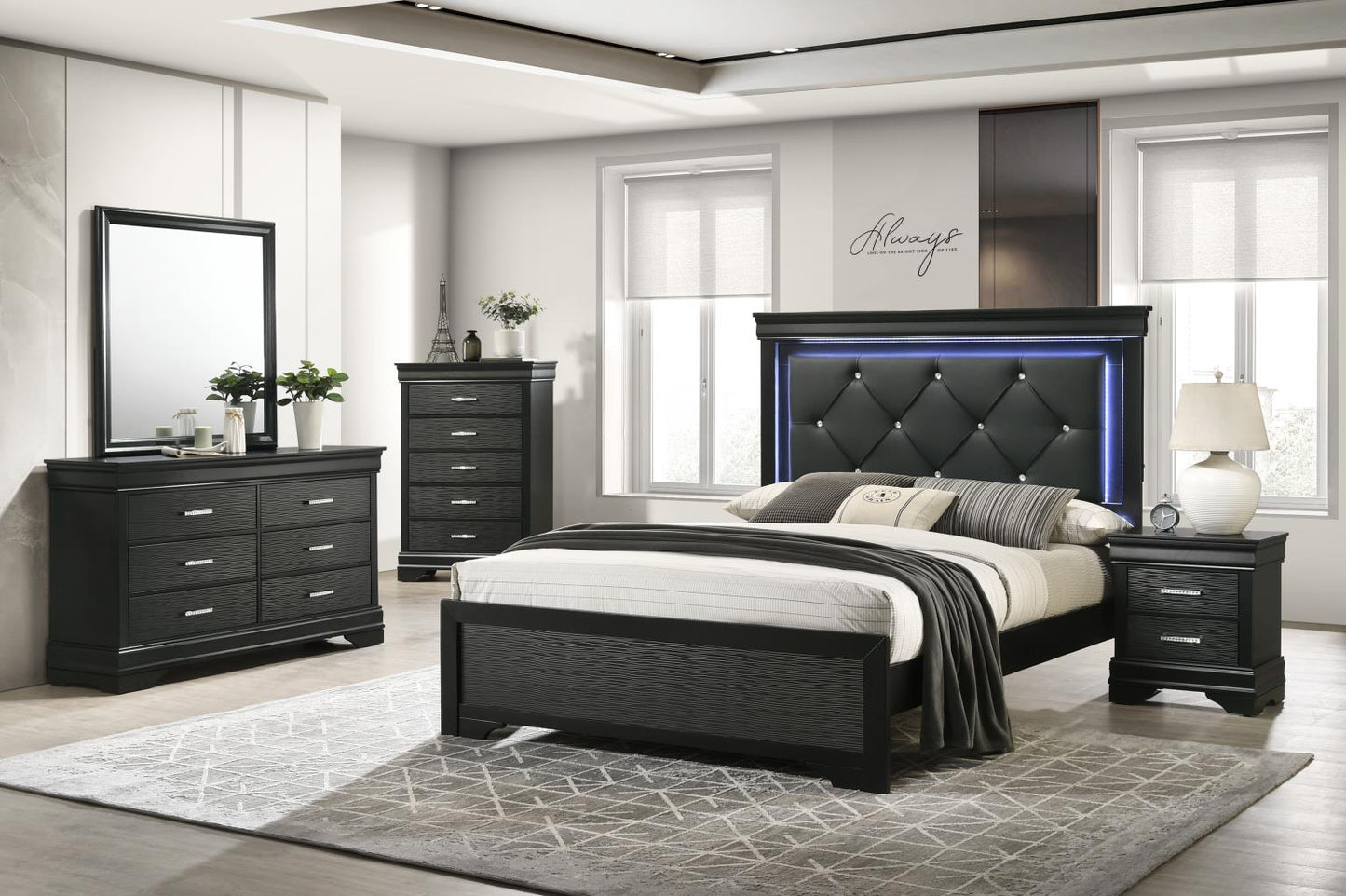 B395-QDMCN	QUEEN, TWIN OR FULL BED FRAME - DRESSER - MIRROR - CHEST - NIGHTSTAND