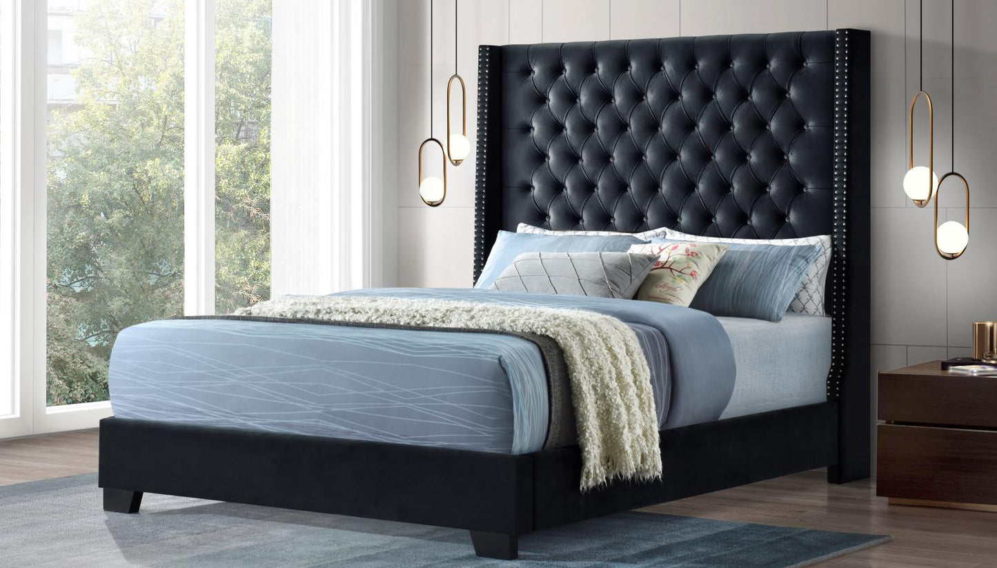 B579-Q	BLACK, GREY OR BLUE VELVET QUEEN BED