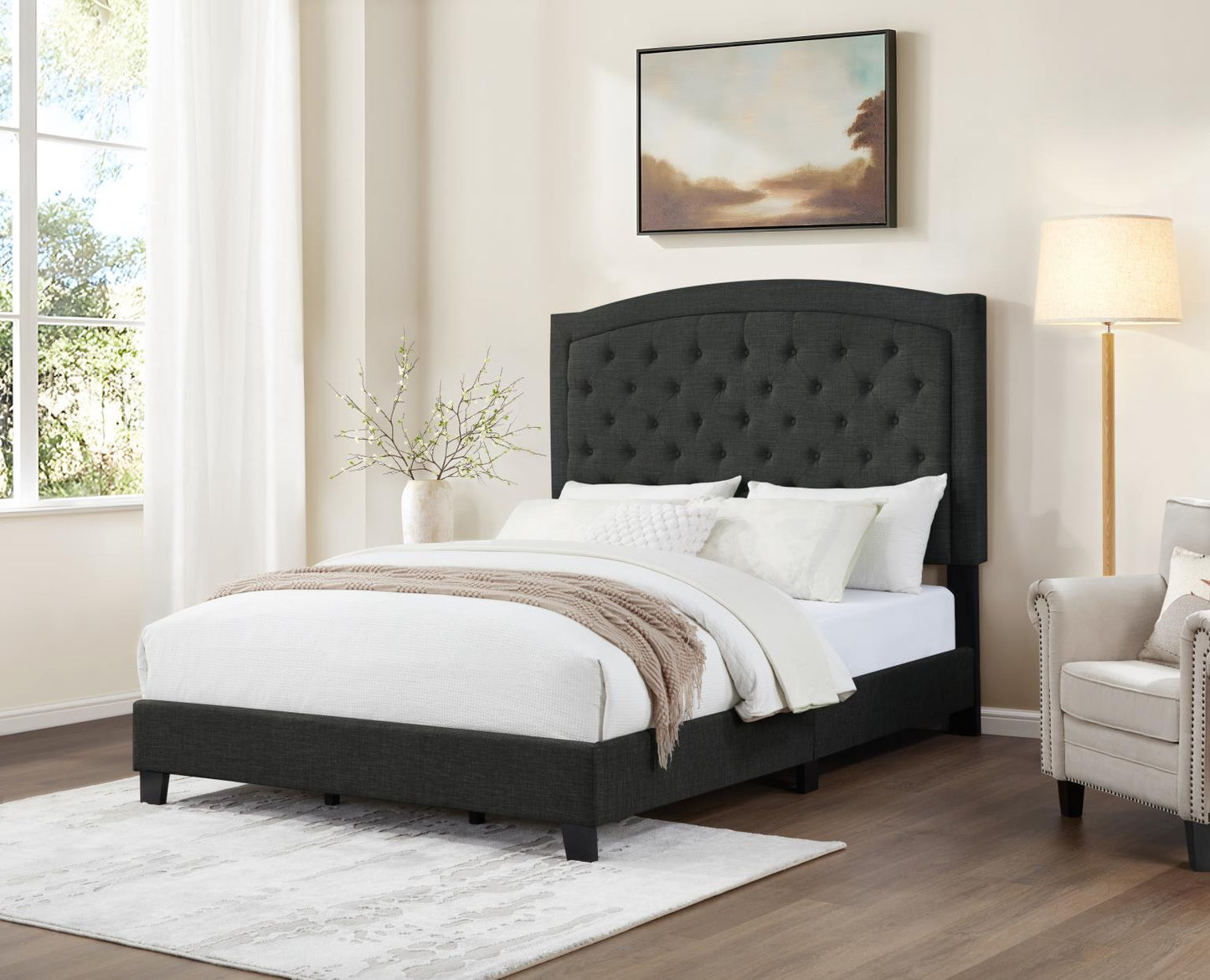 B587-Q	LIGHT GRAY OR BLACK QUEEN BED