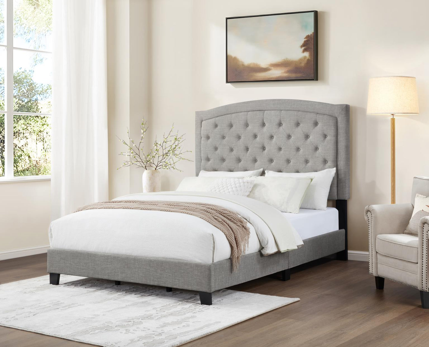 B587-Q	LIGHT GRAY OR BLACK QUEEN BED