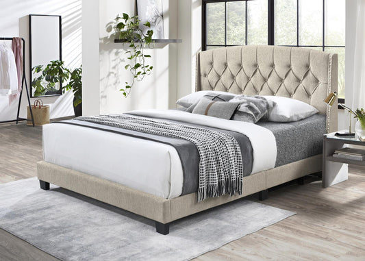 B596-Q	BEIGE, CHARCOAL OR TAN QUEEN BED