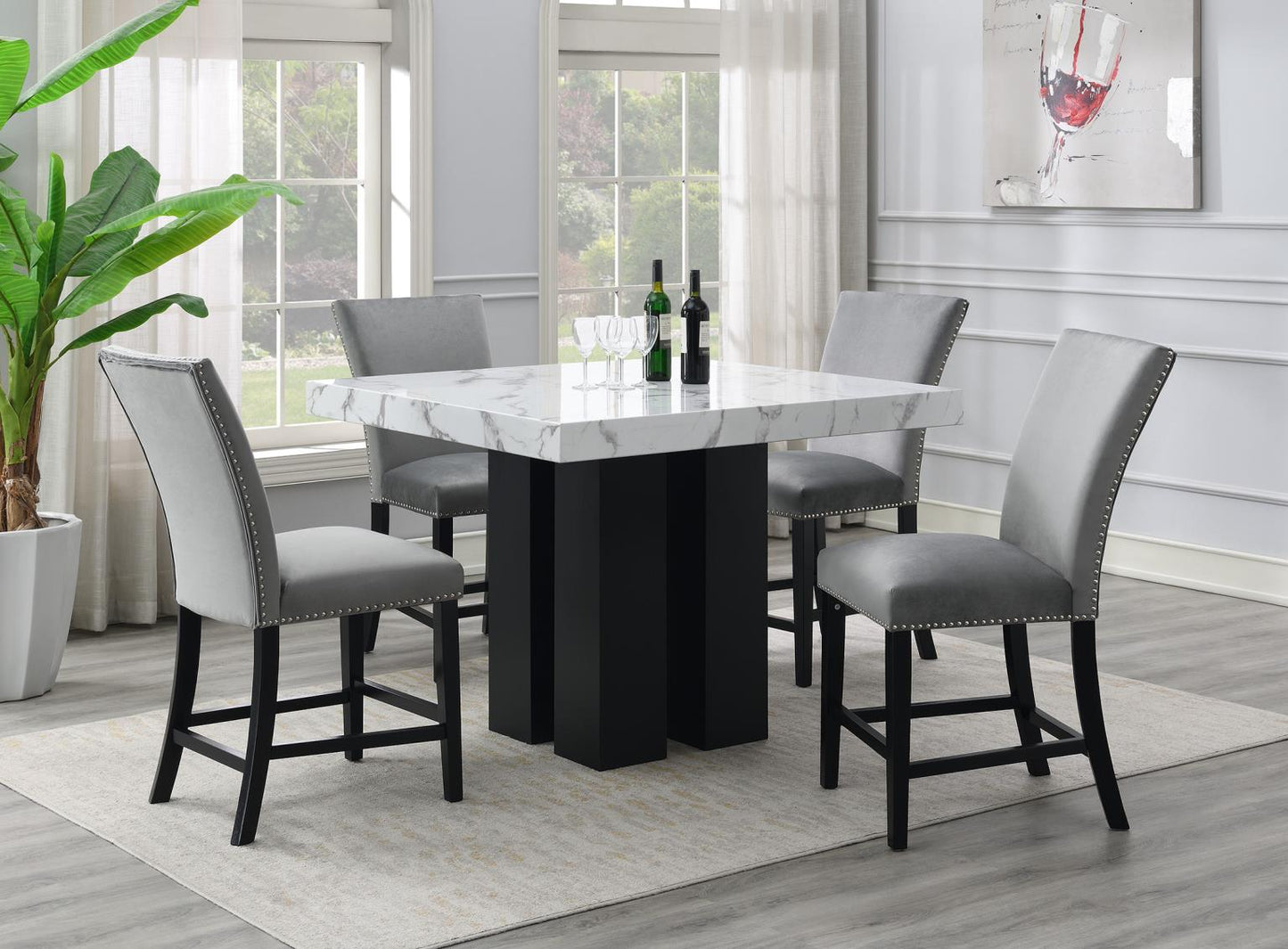 D130-5PC COUNTER TABLE & 4 CHAIRS