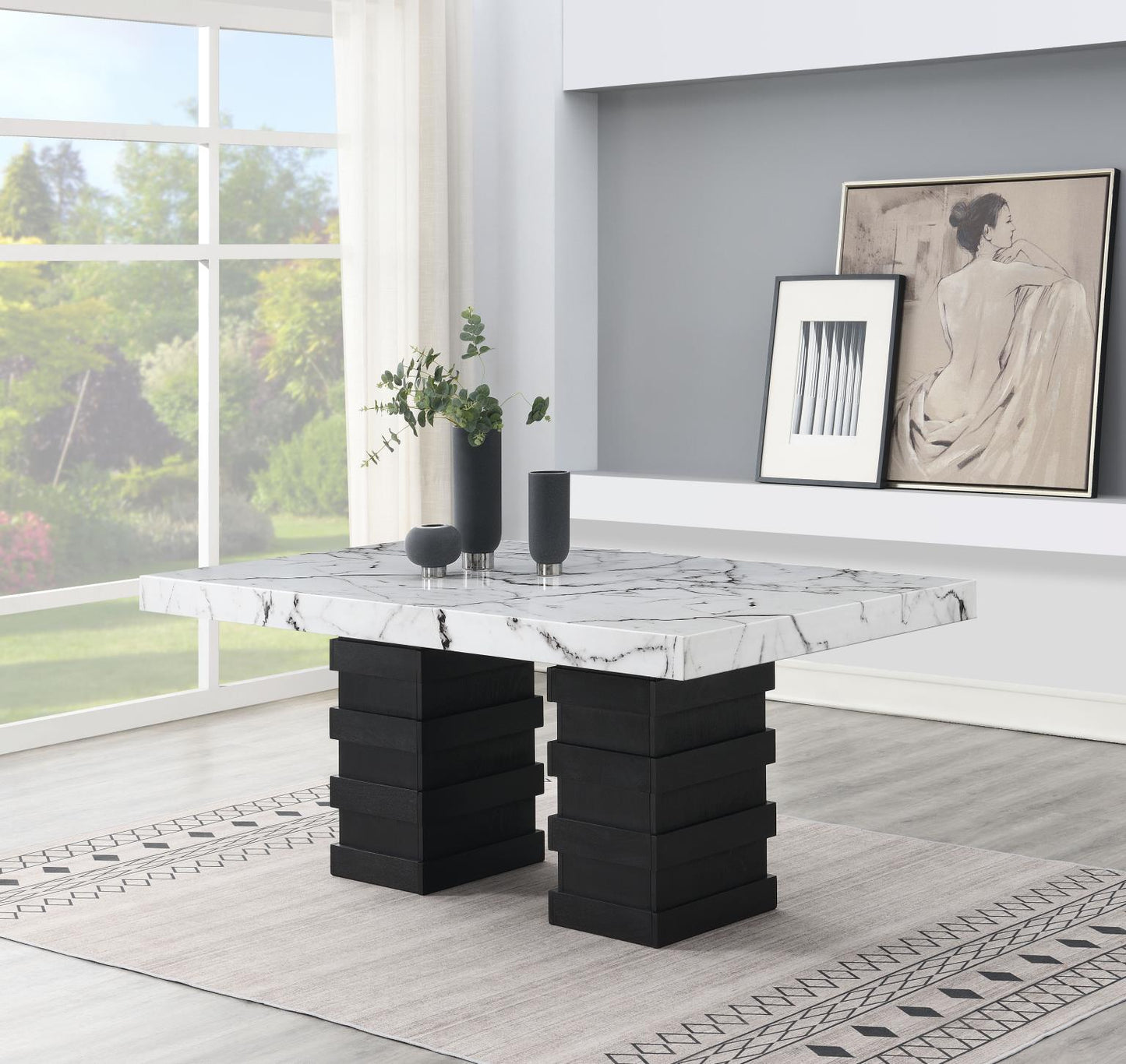 D139-7PC DINING TABLE & 6 CHAIRS