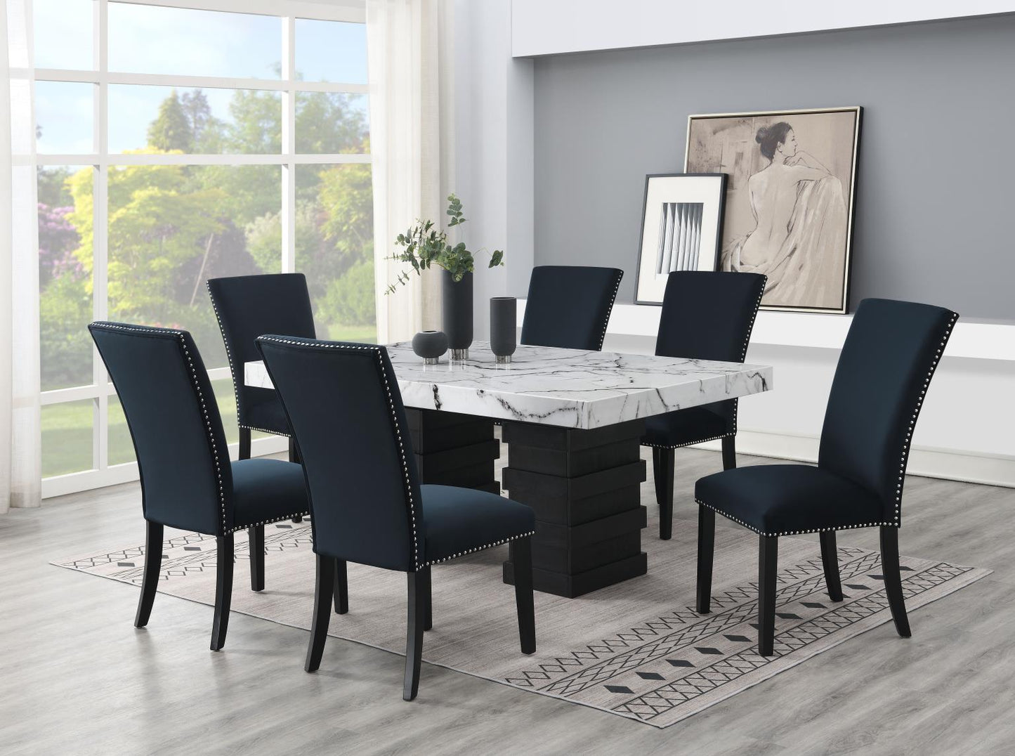 D139-7PC DINING TABLE & 6 CHAIRS