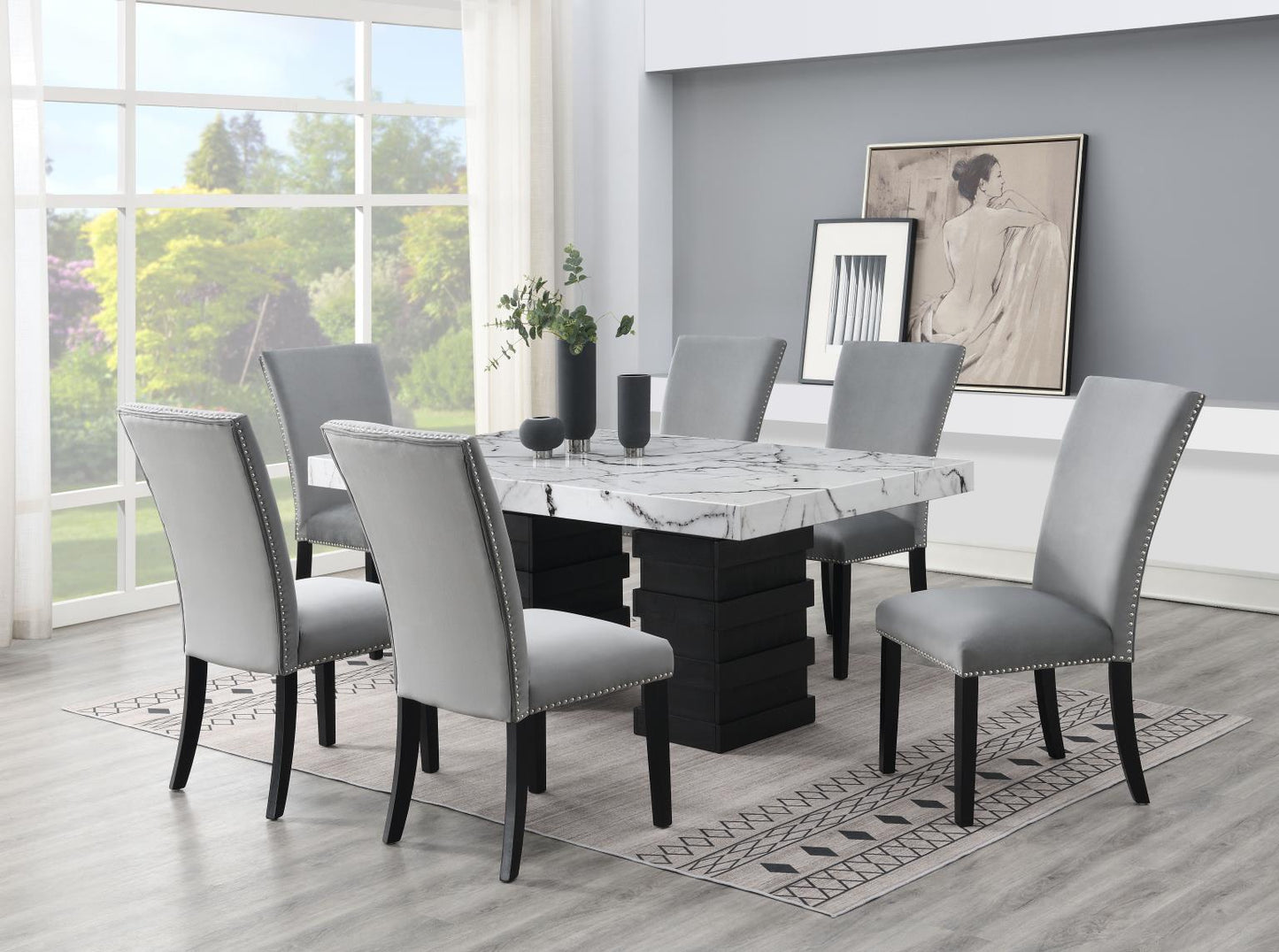 D139-7PC DINING TABLE & 6 CHAIRS