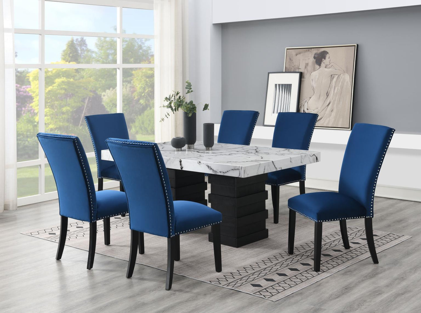 D139-7PC DINING TABLE & 6 CHAIRS