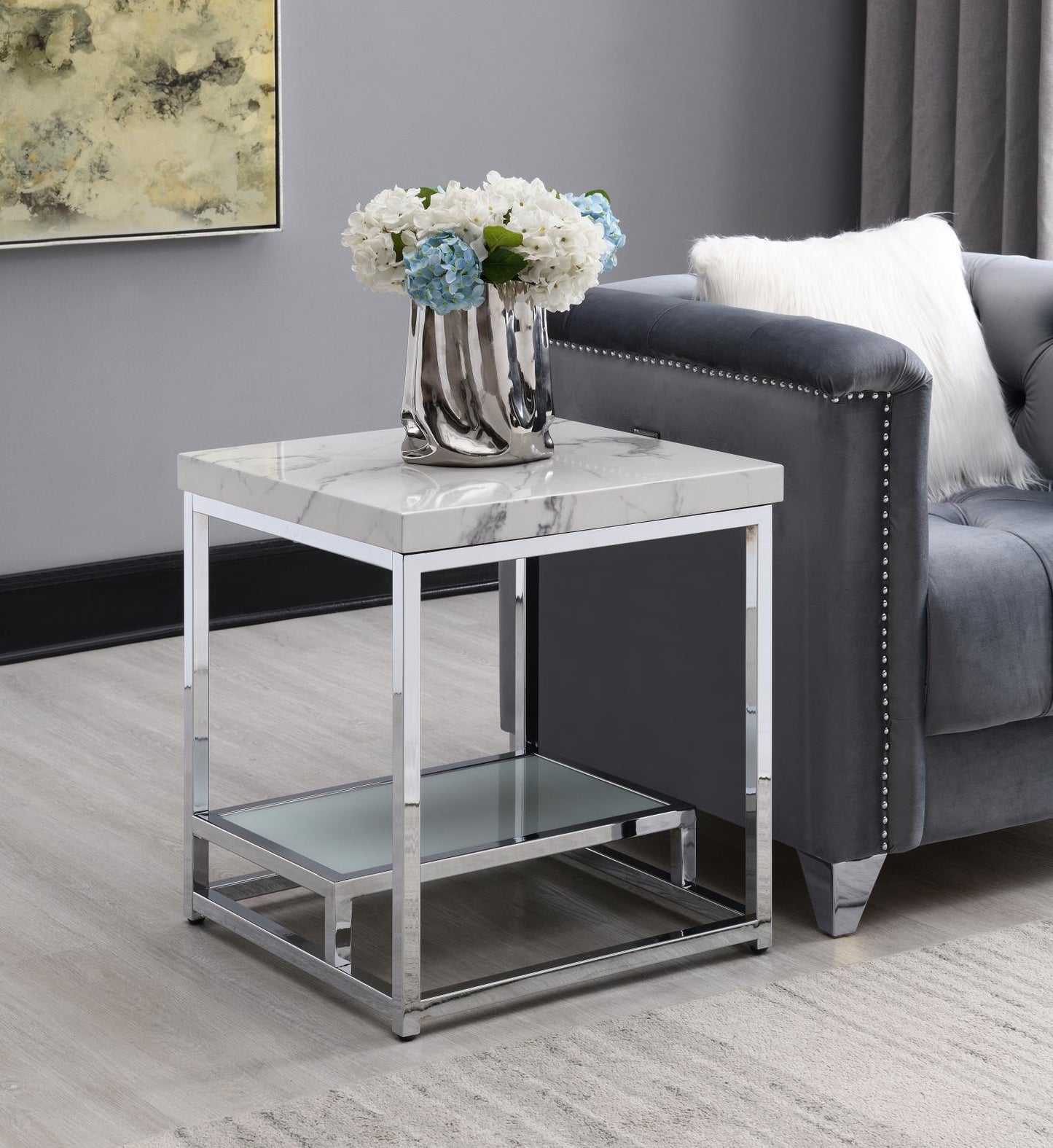 T111	CHROME COFFEE TABLE & 2 END TABLE