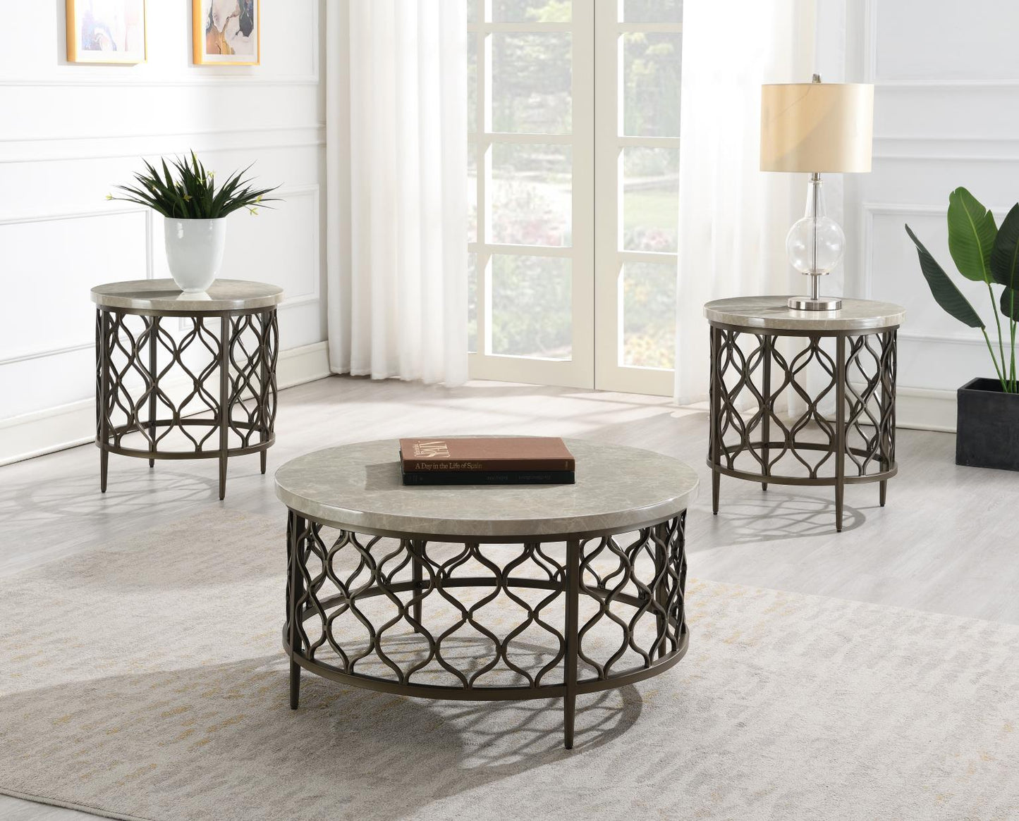 T154	BROWN COFFEE TABLE & 2 END TABLE