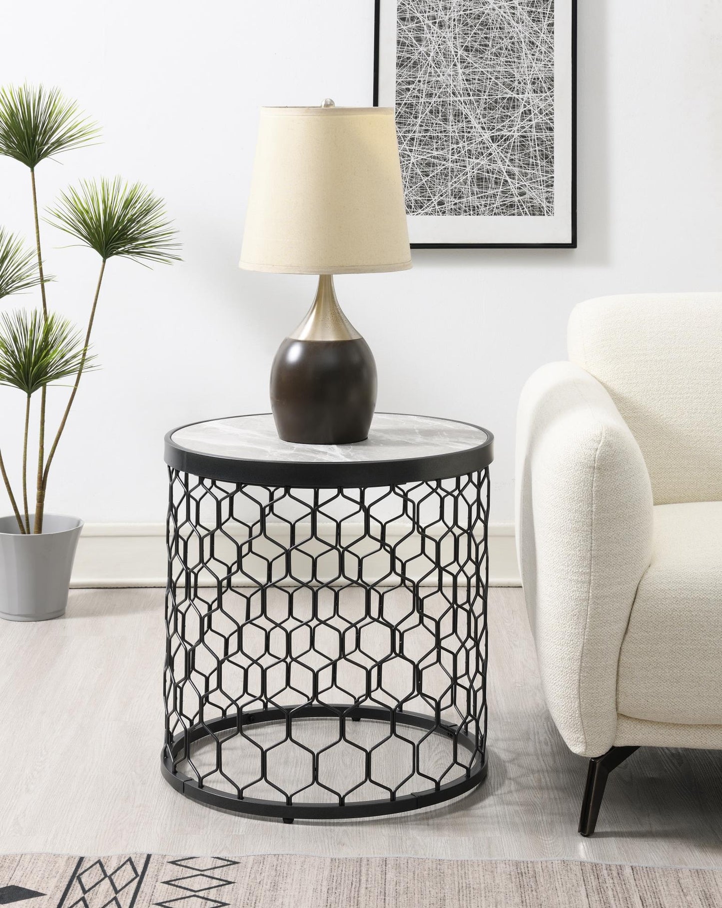 T155	BLACK/SILVER SPARKLE COFFEE TABLE & 2 END TABLE