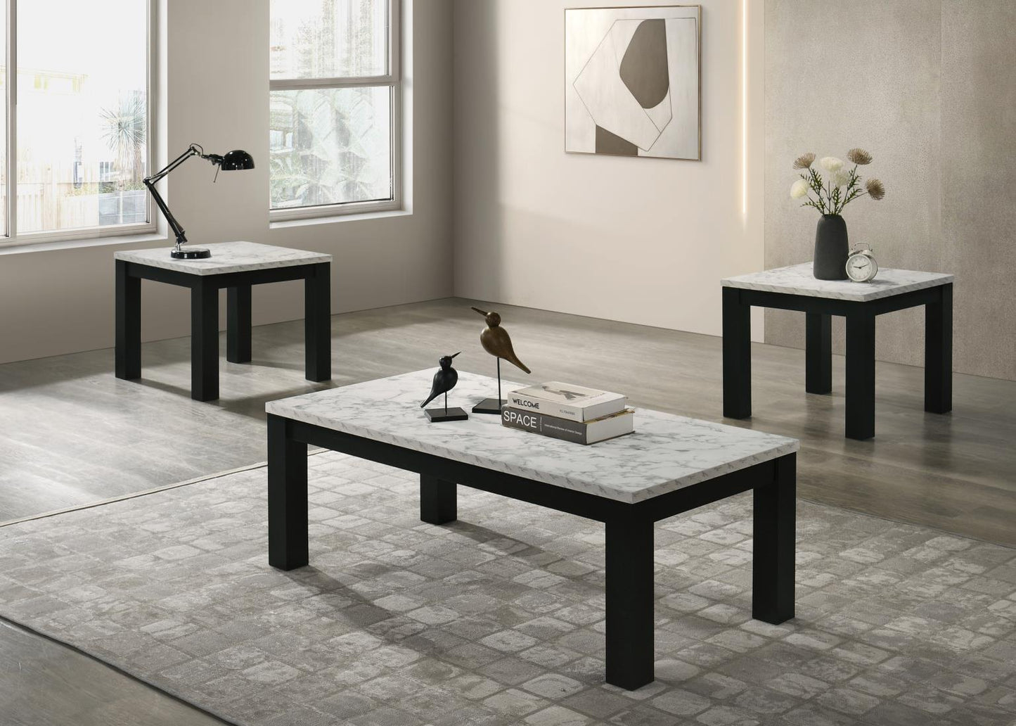 T233 MELAMINE TOP 3 PC COFFEE TABLE SET