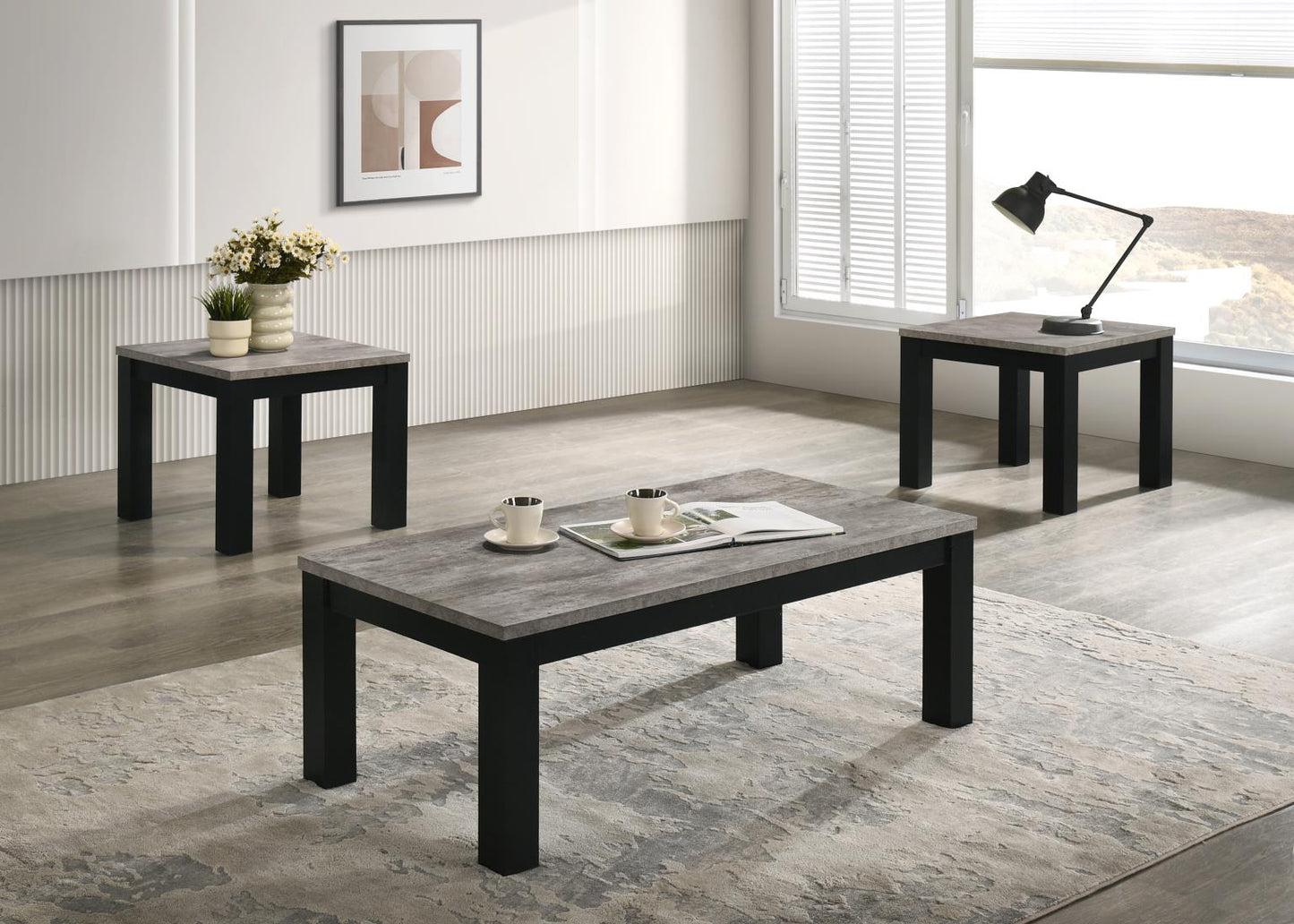 T233 MELAMINE TOP 3 PC COFFEE TABLE SET