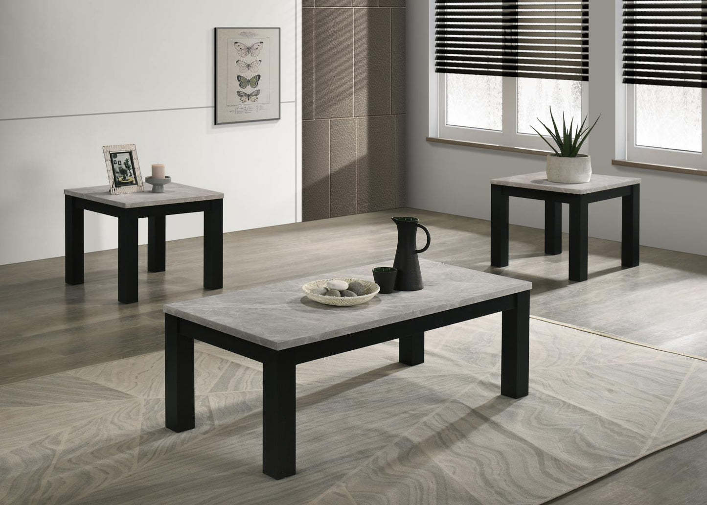 T233 MELAMINE TOP 3 PC COFFEE TABLE SET