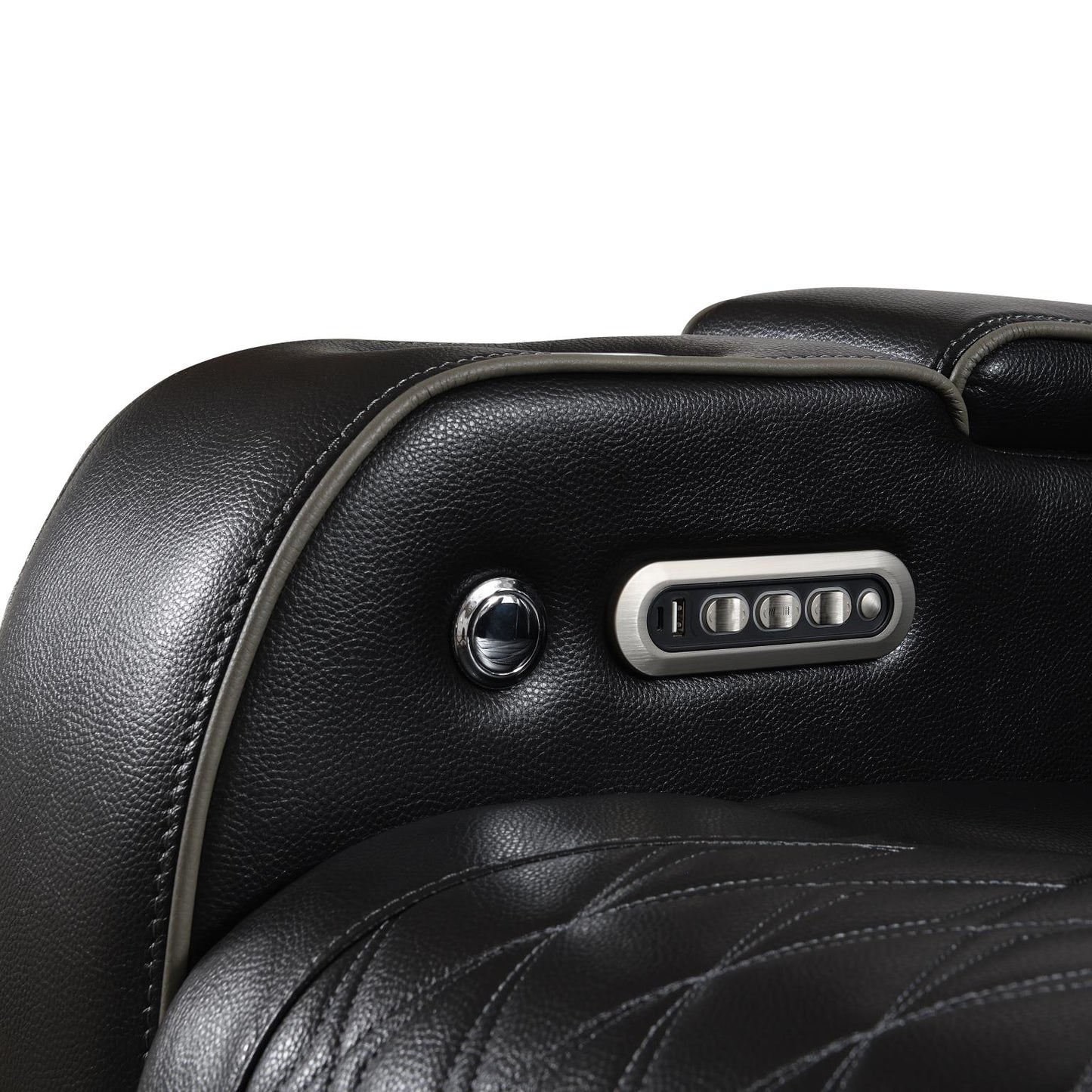 U10	BLACK 3 PC POWER LED SECTIONAL, POWER HEADREST, HEAT, MASSAGE WIRELESS CHARGER, AND USB