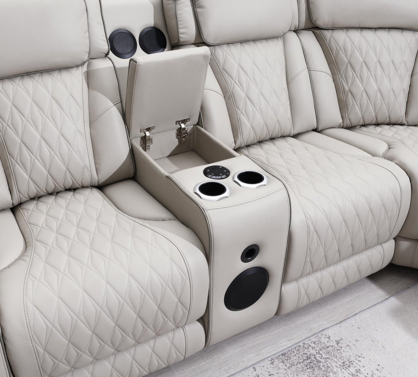 U11 3 PC POWER LED SECTIONAL, POWER HEADREST, HEAT, MASSAGE WIRELESS CHARGER, AND USB