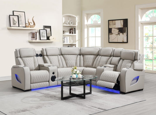 U11 3 PC POWER LED SECTIONAL, POWER HEADREST, HEAT, MASSAGE WIRELESS CHARGER, AND USB