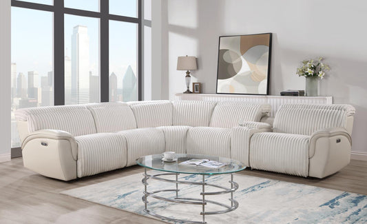 U14	6 PC BEIGE POWER RECLINING SECTIONAL W/POWER HEADREST