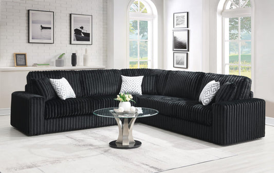 U247	BLACK CORDUROY 3 PC SECTIONAL