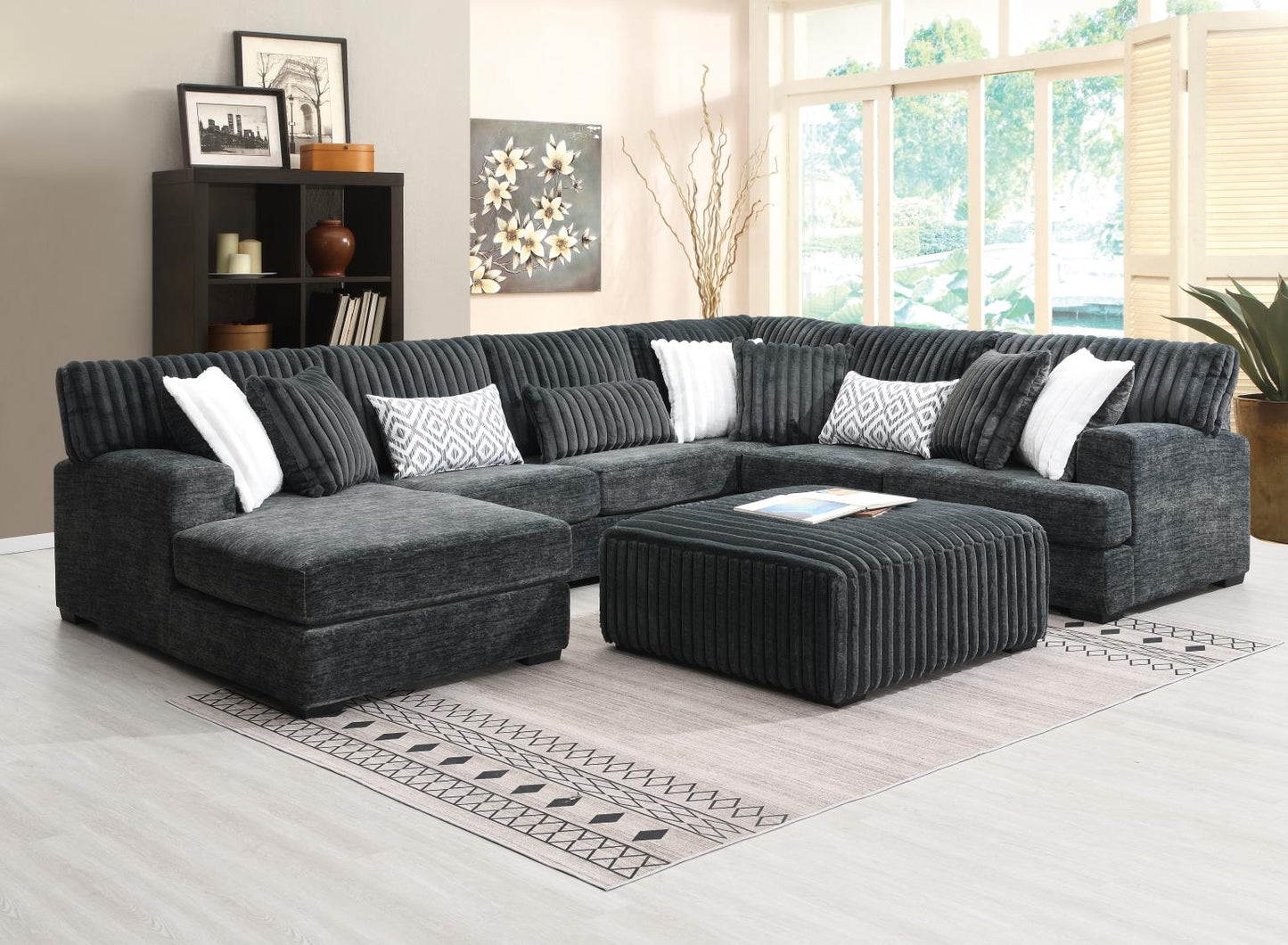 U257	CHARCOAL 3 PC SECTIONAL & OTTOMAN