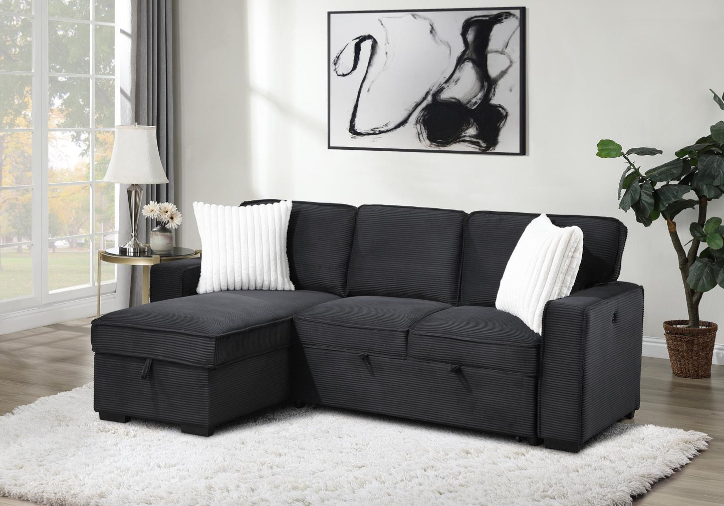 U392	BLACK SOFA CHAISE SECTIONAL