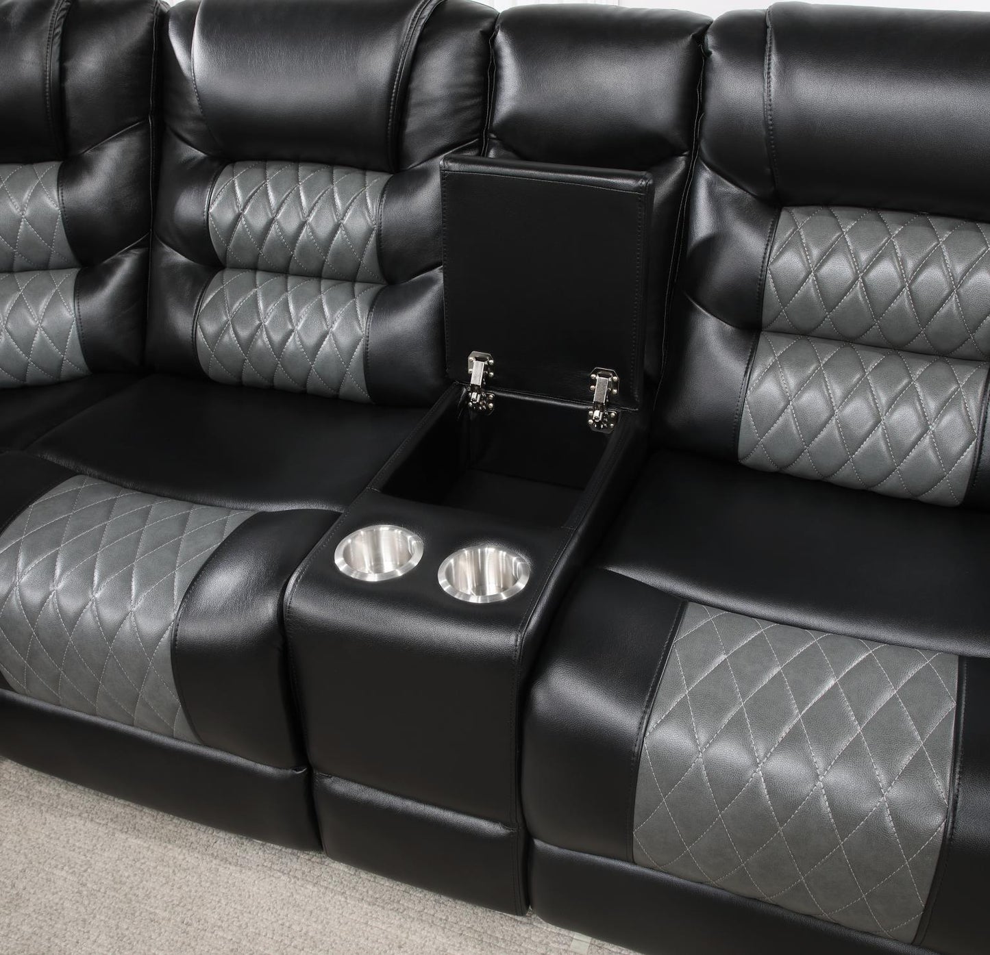 U89	BLACK/GRAY MOTION 3 PC SECTIONAL