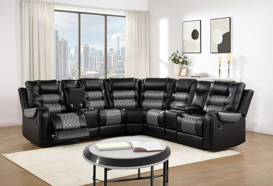 U89	BLACK/GRAY MOTION 3 PC SECTIONAL