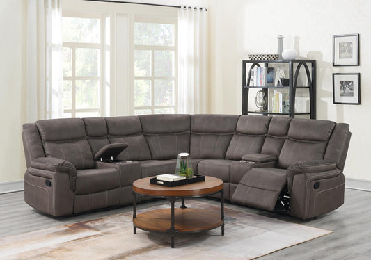 U90	BROWN FABRIC 3 PC RECLINING SECTIONAL