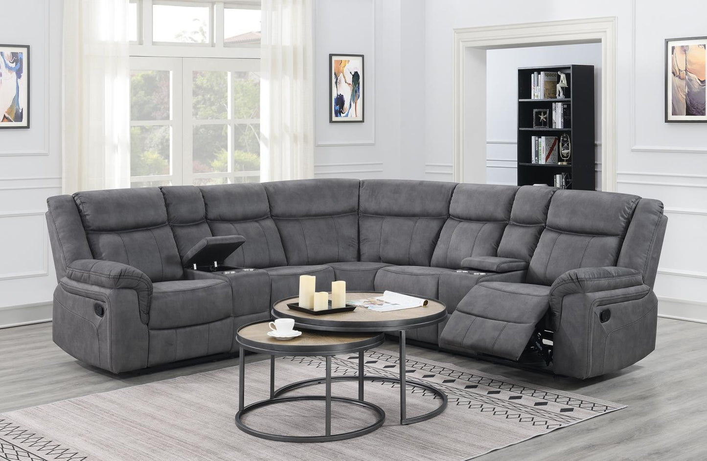U91	GRAY FABRIC 3 PC RECLINING SECTIONAL